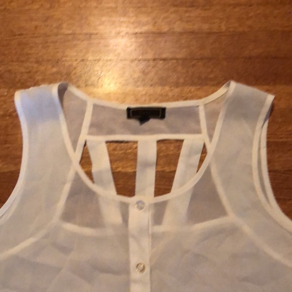 White/cream button up tank blouse - Picture 2 of 2